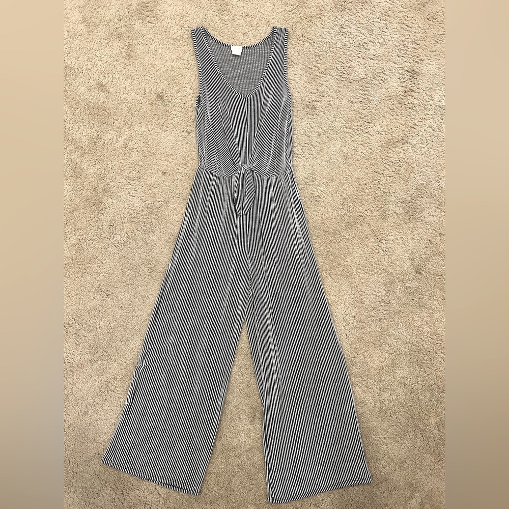 Black and White Striped Jumpsuit M